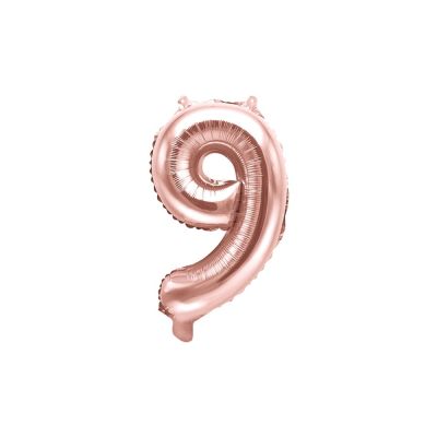 Palloncino FOIL MYLAR numero 9 ROSA GOLD 35 cm