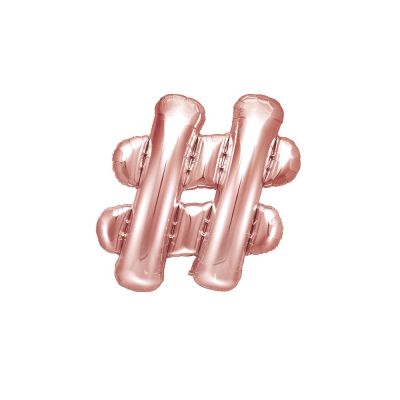 Palloncino FOIL MYLAR ROSA GOLD simbolo # HASHTAG cm 35