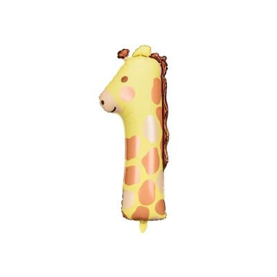 Palloncino FOIL MYLAR numero 1 a forma di GIRAFFA 42X90 cm