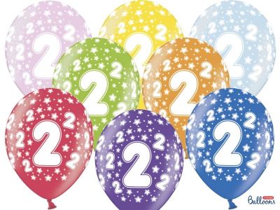 50 PALLONCINI lattice 30 cm numero 2 COMPLEANNO 2 ANNI