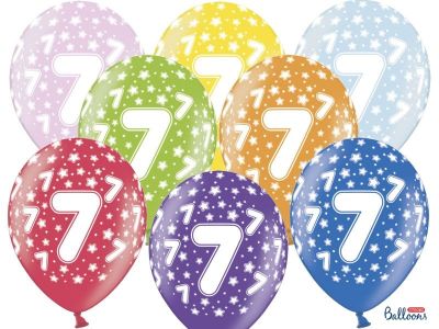6 PALLONCINI lattice 30 cm numero 7 COMPLEANNO 7 ANNI
