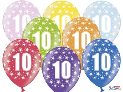 50 PEZZI Palloncini LATTICE 30 CM numero 10 COMPLEANNO 10 ANNI