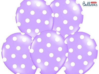50 PALLONCINI lattice 30 cm LILLA LAVANDA POIS BIANCHI