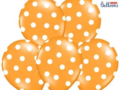 50 PEZZI PALLONCINI lattice 30 cm ARANCIONE POIS BIANCHI