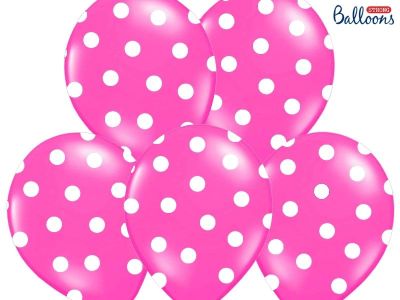 6 PALLONCINI lattice 30 cm FUXIA POIS BIANCHI decorazione compleanno