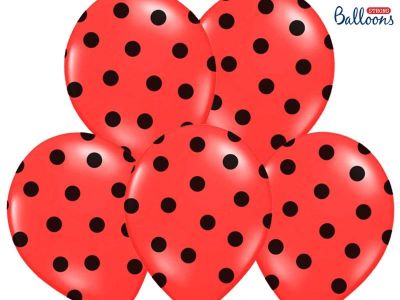 50 PALLONCINI lattice 30 cm ROSSO POIS NERI decorazione compleanno