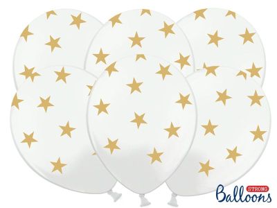 6 PALLONCINI star lattice 30 cm BIANCO con STELLE