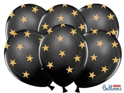 50 PALLONCINI star lattice 30 cm NERO con STELLE