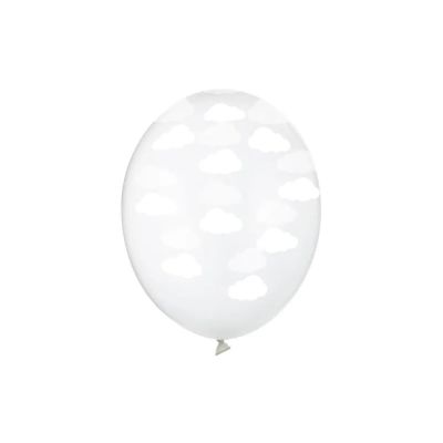 Set 6 palloncini lattice strong trasparente con stampa NUVOLE nuvolette