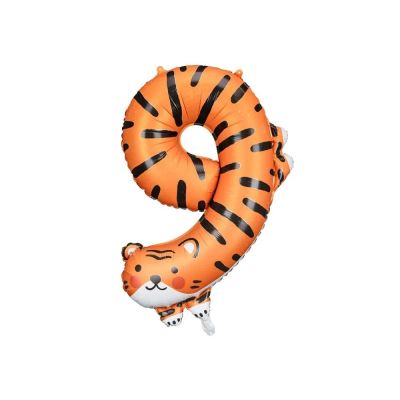 Palloncino FOIL MYLAR numero 9 a forma di TIGRE 64x87 cm