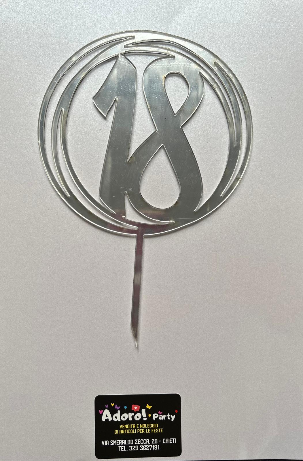 Cake Topper “18” con Cerchio Decorativo – Colore Personalizzato