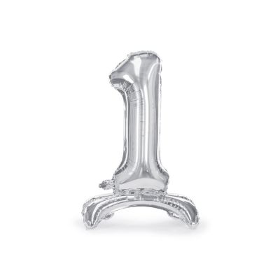 Palloncino FOIL MYLAR con base numero 1 ARGENTO 70 cm