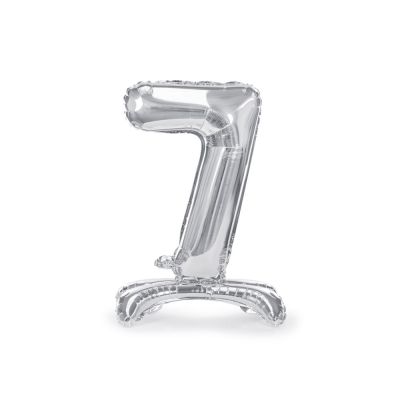 Palloncino FOIL MYLAR con base numero 7 ARGENTO 70 cm