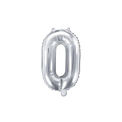 Palloncino FOIL MYLAR numero 0 ARGENTO 35 cm