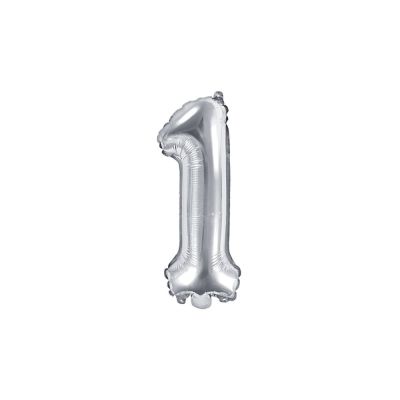 Palloncino FOIL MYLAR numero 1 ARGENTO 35 cm