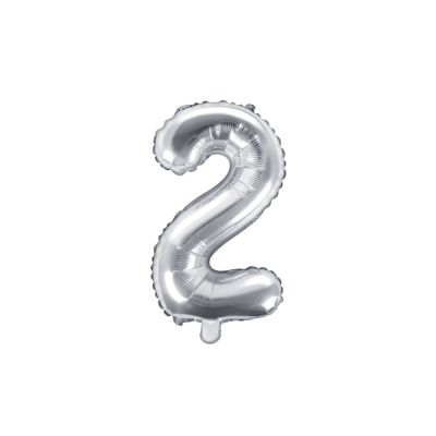 Palloncino FOIL MYLAR numero 2 ARGENTO 35 cm