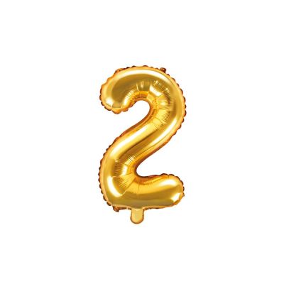 Palloncino FOIL MYLAR numero 2 ORO 35 cm
