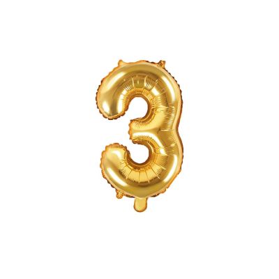 Palloncino FOIL MYLAR numero 3 ORO 35 cm
