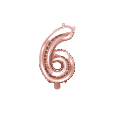 Palloncino FOIL MYLAR numero 6 ROSA GOLD 35 cm