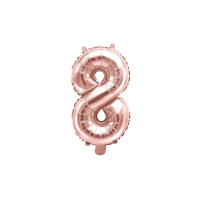 Palloncino FOIL MYLAR numero 8 ROSA GOLD 35 cm