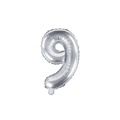 Palloncino FOIL MYLAR numero 9 ARGENTO 35 cm