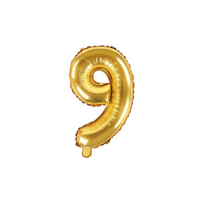 Palloncino FOIL MYLAR numero 9 ORO 35 cm