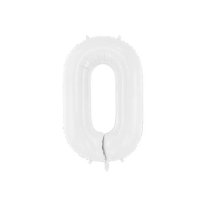 Palloncino FOIL MYLAR numero 0 colore BIANCO da 86 cm