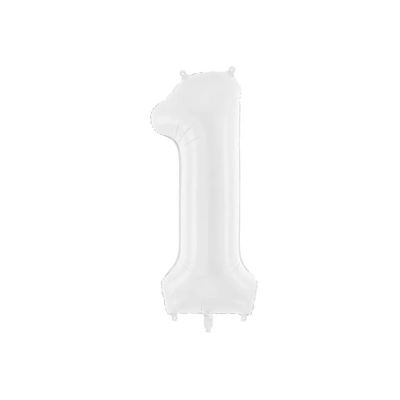 Palloncino FOIL MYLAR numero 1 colore BIANCO da 86 cm