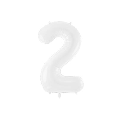 Palloncino FOIL MYLAR numero 2 colore BIANCO da 86 cm