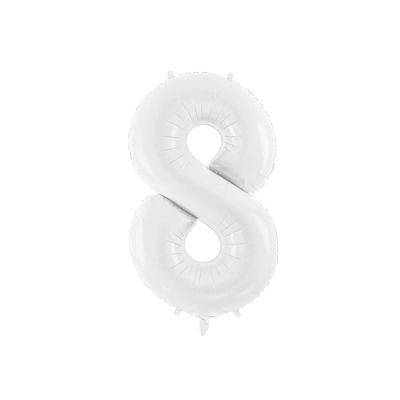 Palloncino FOIL MYLAR numero 8 colore BIANCO da 86 cm