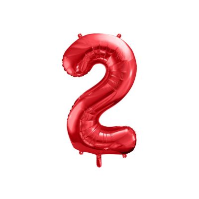 Pallone Palloncino gigante in Foil Mylar NUMERO 2 DUE 86 cm ROSSO