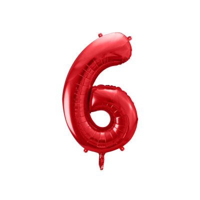 Pallone Palloncino gigante in Foil Mylar NUMERO 6 SEI 86 cm ROSSO