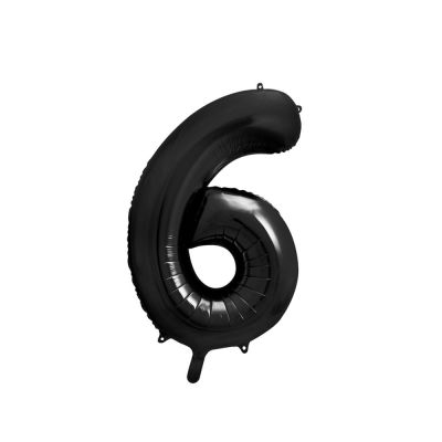 Pallone Palloncino gigante foil mylar 86 cm NUMERO 6 SEI colore NERO