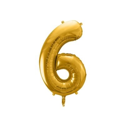 Palloncino in mylar foil numero 6 sei colore ORO 86 xm