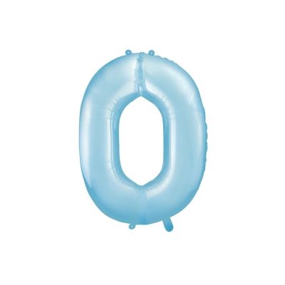 Palloncino in foil mylar numero zero 0 CELESTE da 86 cm