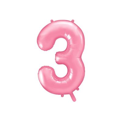 Palloncino in foil mylar numero TRE 3 ROSA da 86 cm