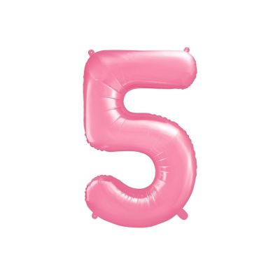 Palloncino in foil mylar numero CINQUE 5 ROSA da 86 cm