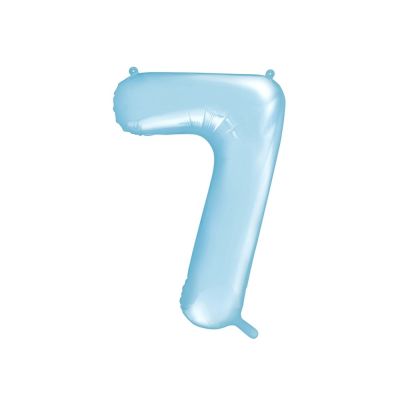 Palloncino in foil mylar numero SETTE 7 CELESTE da 86 cm