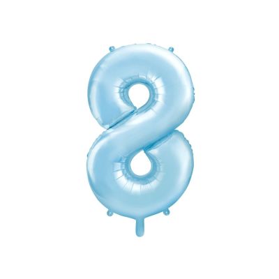 Palloncino in foil mylar numero OTTO 8 CELESTE da 86 cm