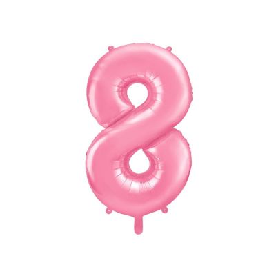 Palloncino in foil mylar numero OTTO 8 ROSA da 86 cm