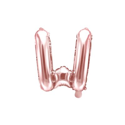 Palloncino FOIL MYLAR ROSA GOLD lettera W cm 35