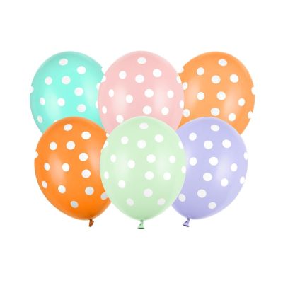 Confezione 6 PALLONCINI LATTICE A POIS colorati 30 cm